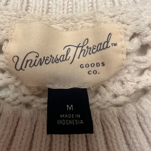 Universal Thread Cotton‎ Blend Knit Crew Neck Cream Sweater Neutral NWT Size M - Picture 2 of 9
